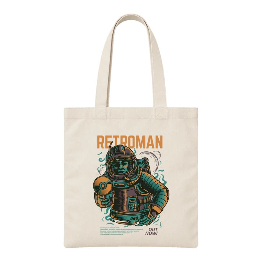 Tote bag — Retroman — الأمام — طبيعي